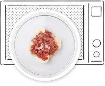 豚こまとじゃがいものキムチスープ作り方　具をレンジで加熱