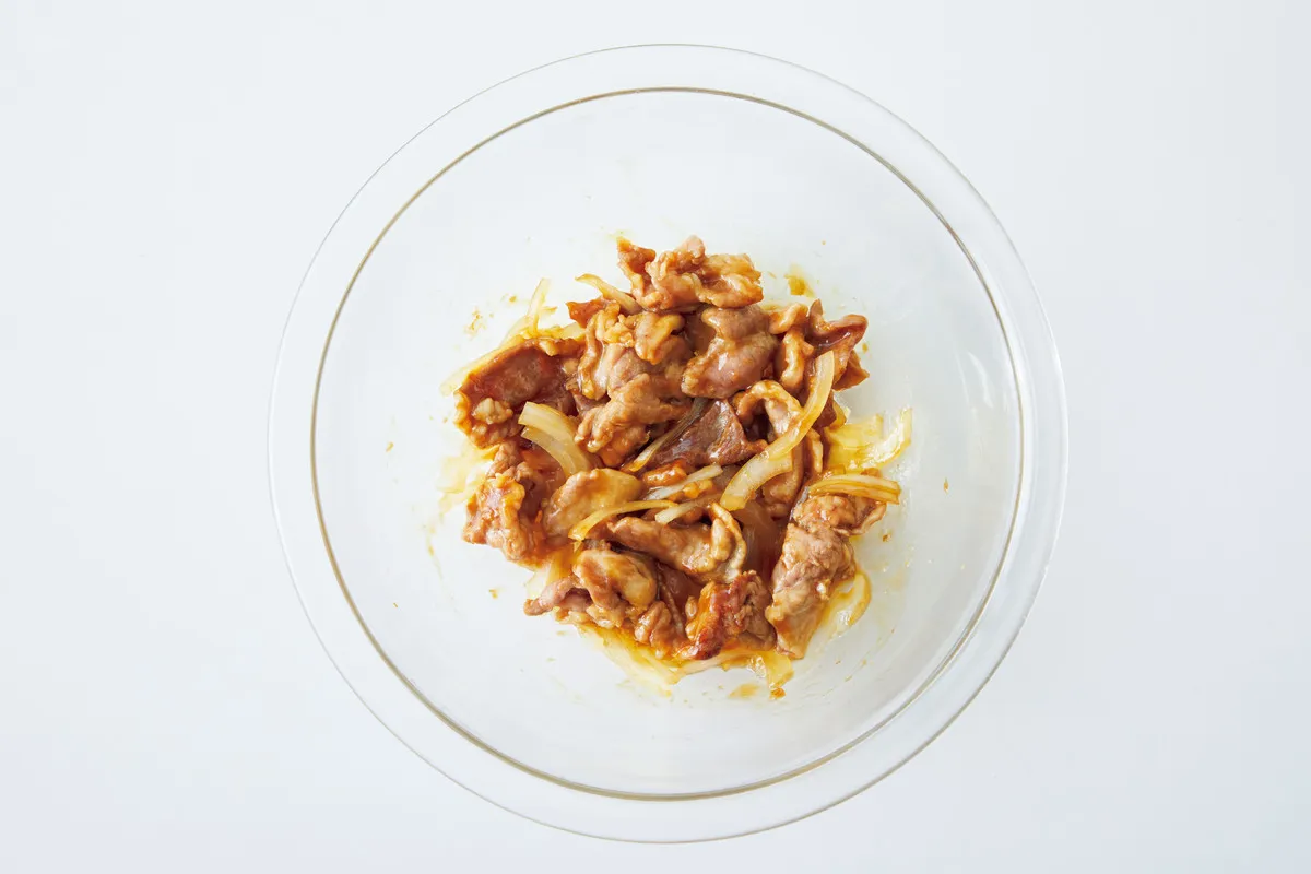 しょうが焼き風具だらけおにぎり　プロセス