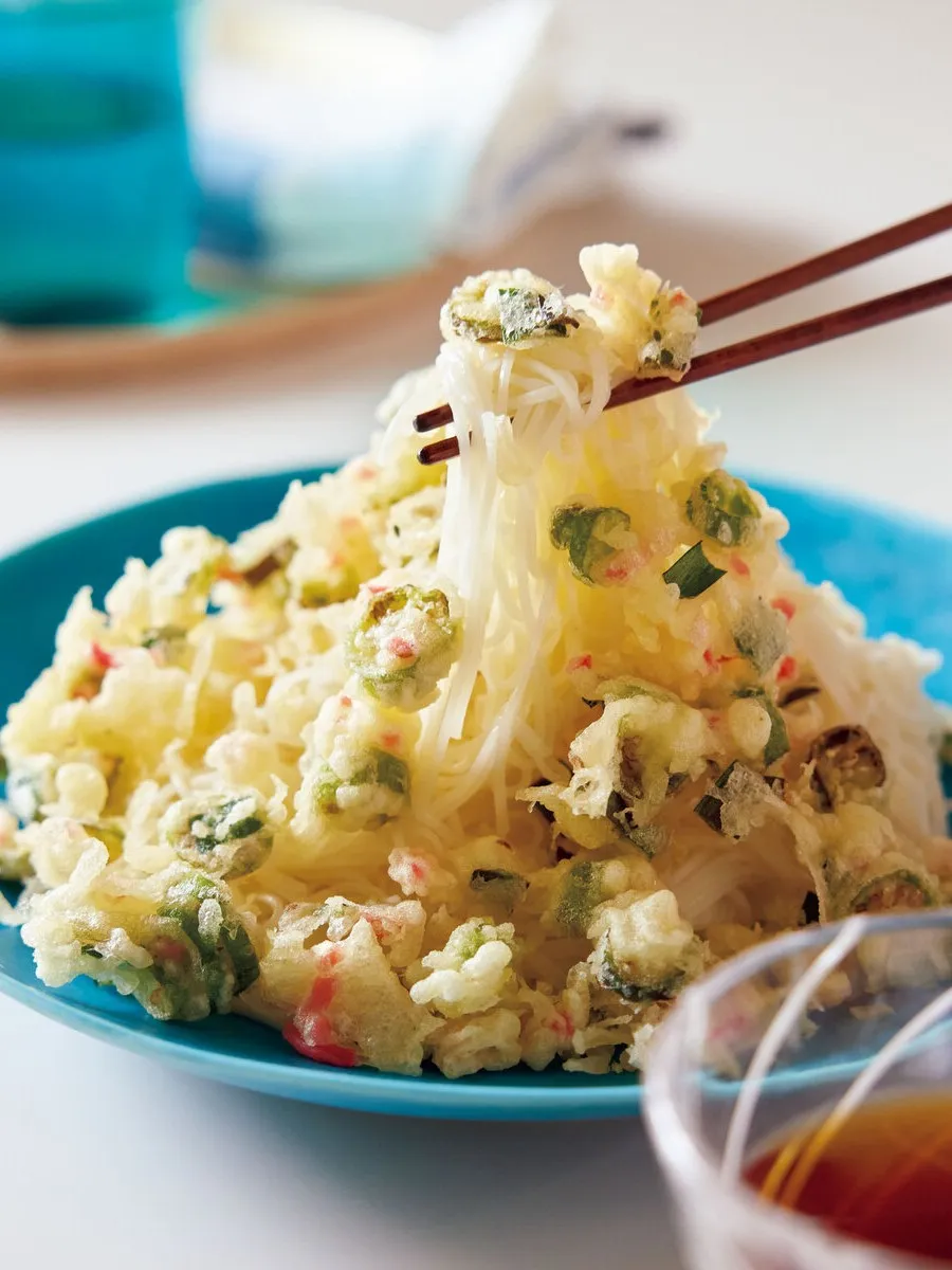 しし唐とにら、紅しょうがのパラパラかき揚げ