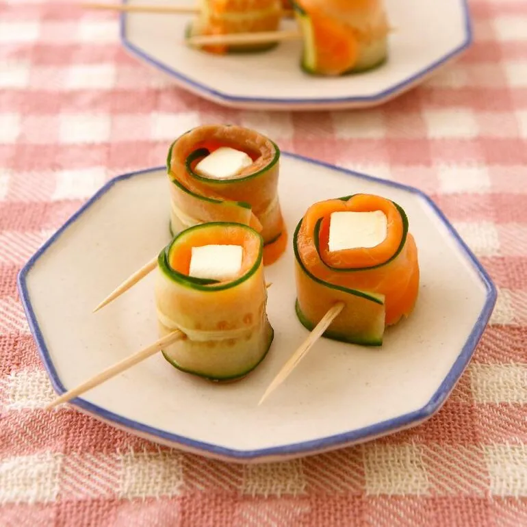 サーモンとチーズのきゅうりロール