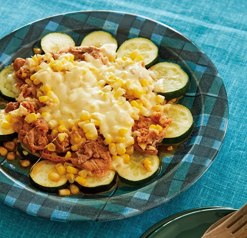 ズッキーニと豚肉のケチャップ蒸し